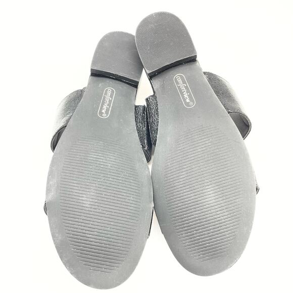 Comfort View Womens 8.5 WW Shadi Black Metallic Slip On Sandal Slides Flats‎ - Picture 7 of 8